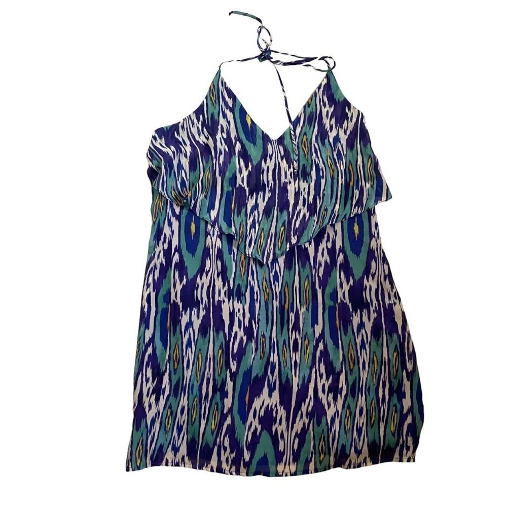 Rory Beca Sheer Blouse Top Women's Size Small Multicolor Geometric Print Boho